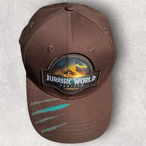 Jurassic World Rebirth Promo Hat Brown Strapback Claw Mark Distressed Cap New